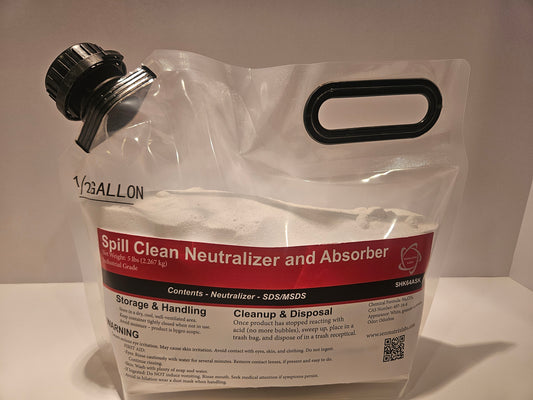 1/2 gallon disposable spill absorber and neutralizer with spout and handle