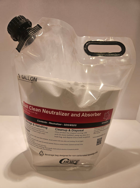 1 gallon disposable spill absorber and neutralizer with spout and handle